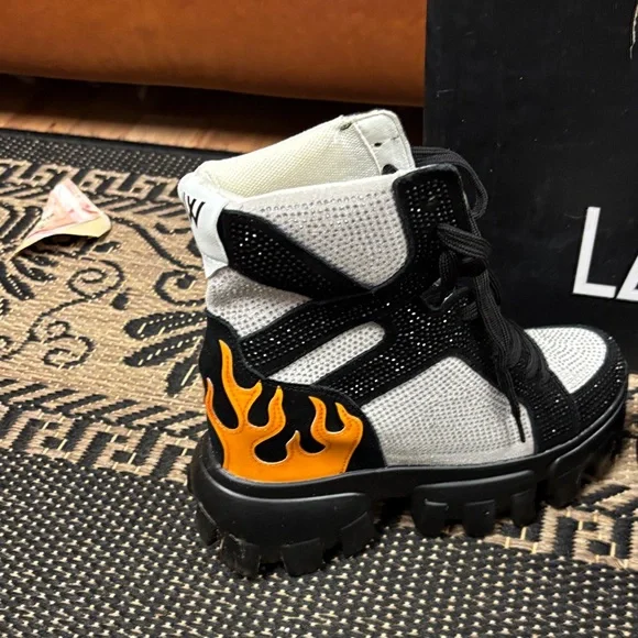 Anthony Wang x LASR Black and White High-Top Sneakers women’s 7.5 - Picture 5 of 13